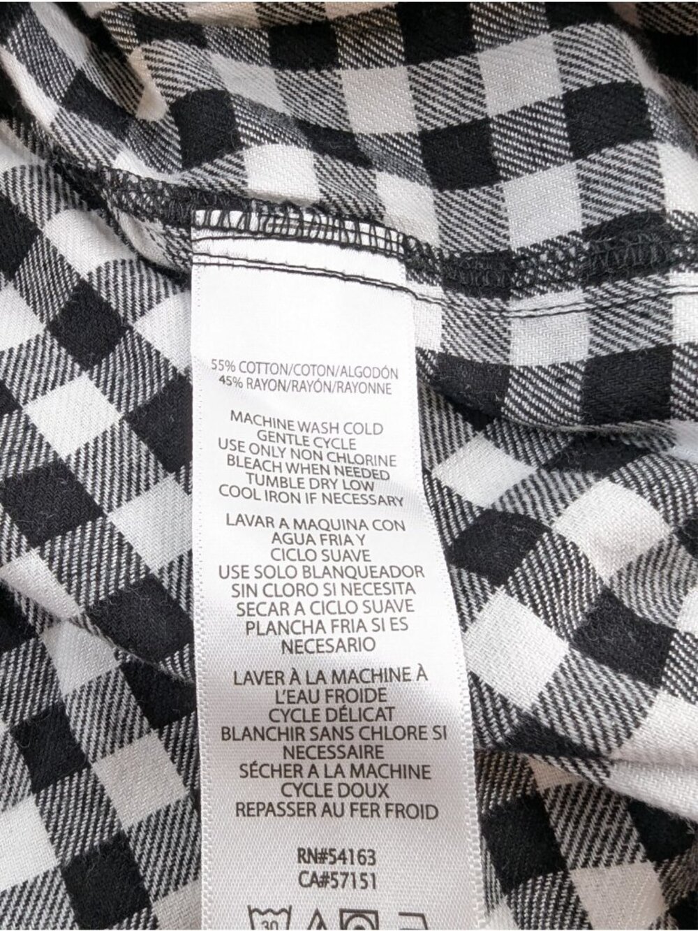 Calvin Klein Women Small Flannel Shirt Black White Plaid Long Sleeve Button Down - Picture 6 of 11